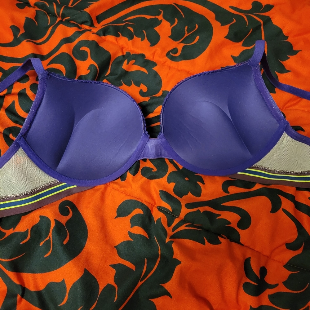 Victorias Secret purple rapture striped band bombshell plunge push up bra 34D - Picture 12 of 16